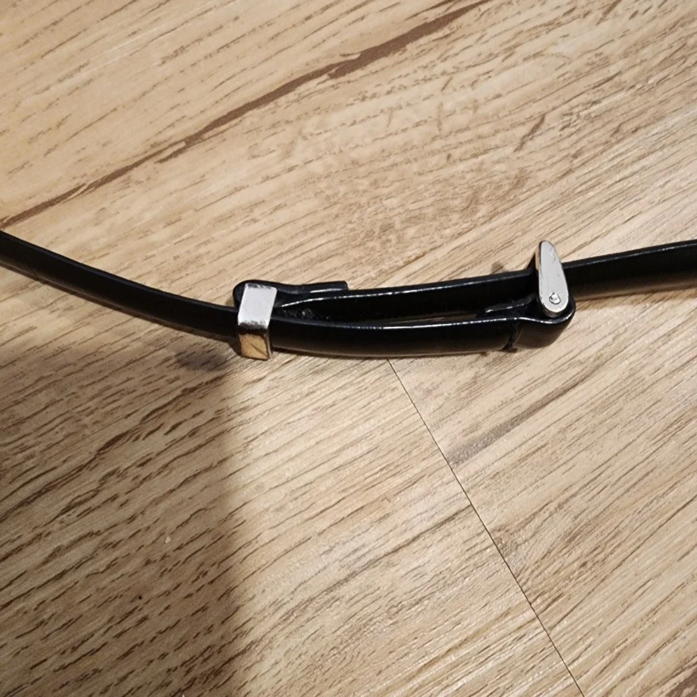 VTG Ralph Lauren Black Italian Leather Skinny O-Ring Belt S/M Equestrian Luxury - Picture 6 of 7